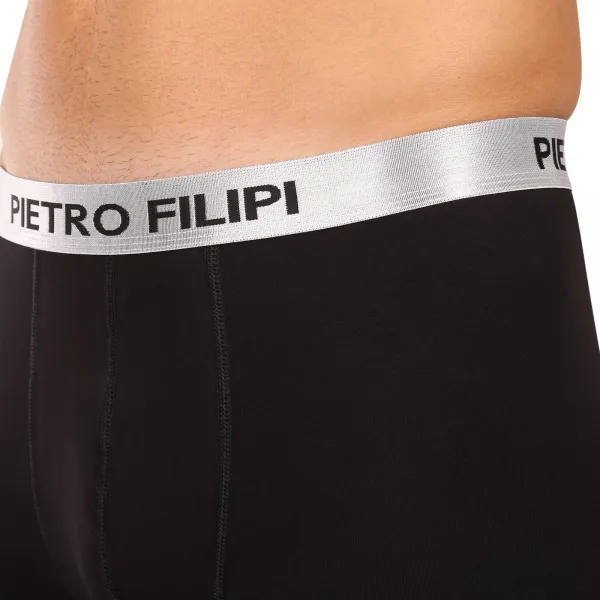 2PACK pánske boxerky Pietro Filipi čierné Metalic silver (2PBMS2) M, trenky
