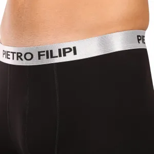 2PACK pánske boxerky Pietro Filipi čierné Metalic silver (2PBMS2) M, trenky