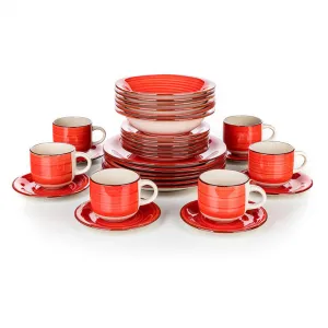 Keramická jedálenská súprava SPIRAL RED 30 ks