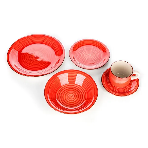 Keramická jedálenská súprava SPIRAL RED 30 ks