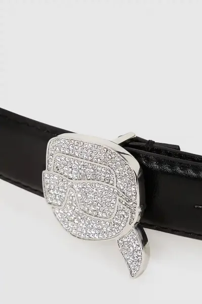 Kožený opasok Karl Lagerfeld čierna farba, A4W33046