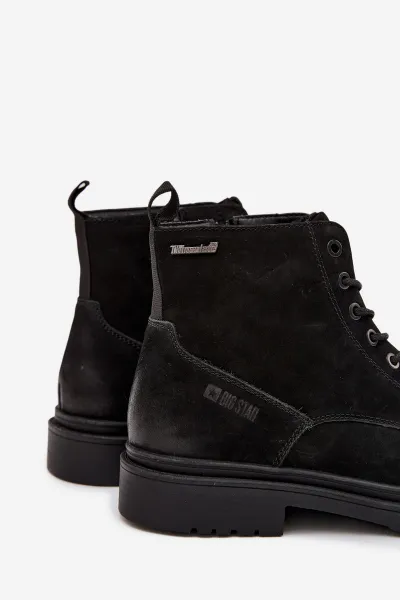 BIG STAR SHOES Kožené Zateplené Pánske Čižmy Na Zips Big Star