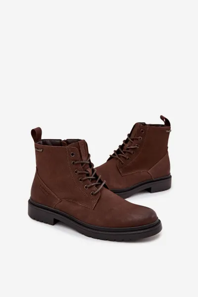 BIG STAR SHOES Semišové Zateplené Čižmy Pre Mužov Na Zips Big Star OO174229 Hnedé