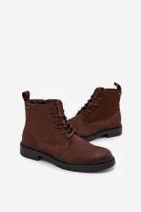 BIG STAR SHOES Semišové Zateplené Čižmy Pre Mužov Na Zips Big Star OO174229 Hnedé