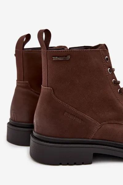 BIG STAR SHOES Semišové Zateplené Čižmy Pre Mužov Na Zips Big Star OO174229 Hnedé