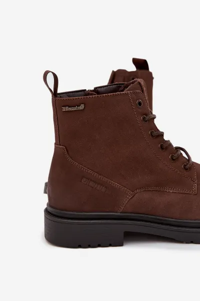 BIG STAR SHOES Semišové Zateplené Čižmy Pre Mužov Na Zips Big Star OO174229 Hnedé