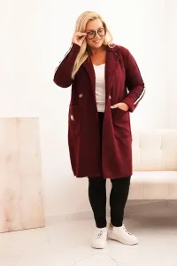 Kesi Włoski Dámsky kabát Plus Size z umelého baránka s vreckami bordový