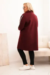 Kesi Włoski Dámsky kabát Plus Size z umelého baránka s vreckami bordový
