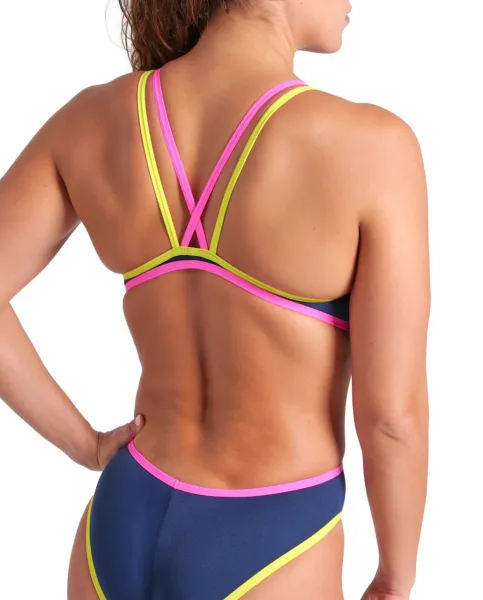 Arena one women's double cross back navy fluo/soft green xl - uk38