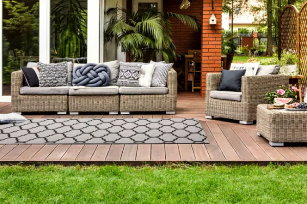 Behúň SIZAL FLOORLUX 20608, koniczyna marokánka, trellis strieborný  / čierny
