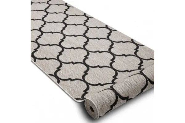 Behúň SIZAL FLOORLUX 20608, koniczyna marokánka, trellis strieborný  / čierny