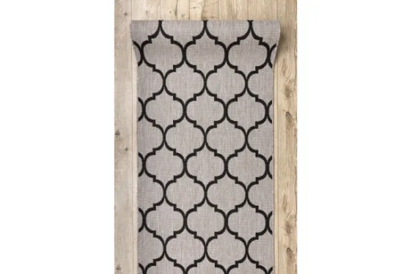 Behúň SIZAL FLOORLUX 20608, koniczyna marokánka, trellis strieborný  / čierny