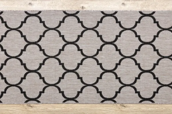 Behúň SIZAL FLOORLUX 20608, koniczyna marokánka, trellis strieborný  / čierny