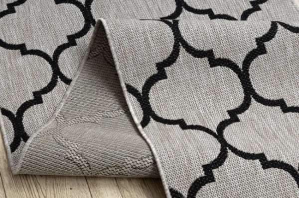 Behúň SIZAL FLOORLUX 20608, koniczyna marokánka, trellis strieborný  / čierny