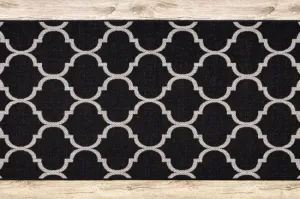 Behúň SIZAL FLOORLUX 20608, koniczyna marokánska trellis čierny / strieborný