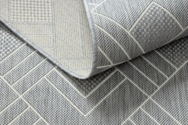 Koberec šnúrkový SIZAL FLAT 48731637 štvorce, romby, geometrický - sivý / krém