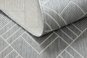Koberec šnúrkový SIZAL FLAT 48731637 štvorce, romby, geometrický - sivý / krém
