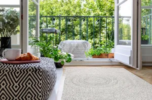 Koberec šnúrkový SIZAL FLAT 48832367 Kruhy - krém / sivý