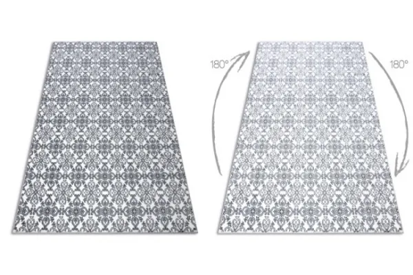 Koberec ARGENT - W4949 Kvety biely / sivý