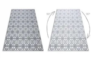 Koberec ARGENT - W4949 Kvety biely / sivý