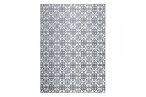 Koberec ARGENT - W4949 Kvety biely / sivý