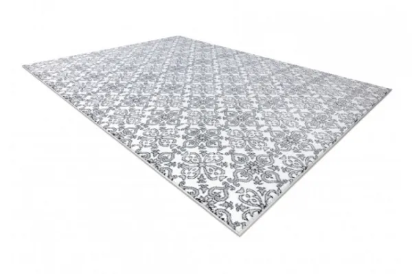 Koberec ARGENT - W4949 Kvety biely / sivý