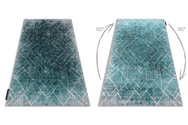 Koberec DE LUXE 626 geometrický, romby - sivý / zelený