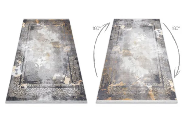 Koberec LUCE 77 Ramka vintage  - sivý / horčicový
