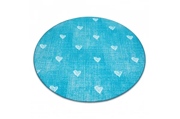 Koberec HEARTS kruh Jeans - tyrkys