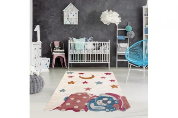 Detský koberec TOYS 75323 Medvedík - krém / červený, fuksia