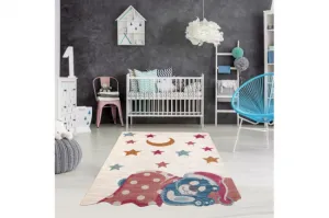 Detský koberec TOYS 75323 Medvedík - krém / červený, fuksia