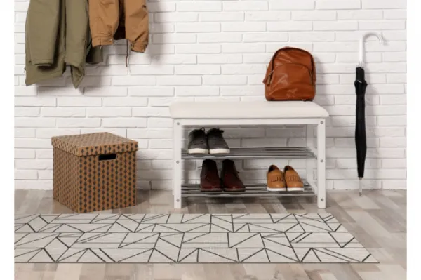 Behúň SIZAL FLOORLUX 20605 trojuholníky geometrický - strieborný, čierny