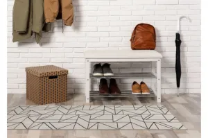 Behúň SIZAL FLOORLUX 20605 trojuholníky geometrický - strieborný, čierny