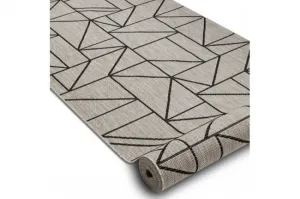 Behúň SIZAL FLOORLUX 20605 trojuholníky geometrický - strieborný, čierny