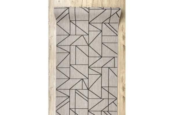 Behúň SIZAL FLOORLUX 20605 trojuholníky geometrický - strieborný, čierny