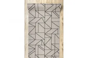 Behúň SIZAL FLOORLUX 20605 trojuholníky geometrický - strieborný, čierny