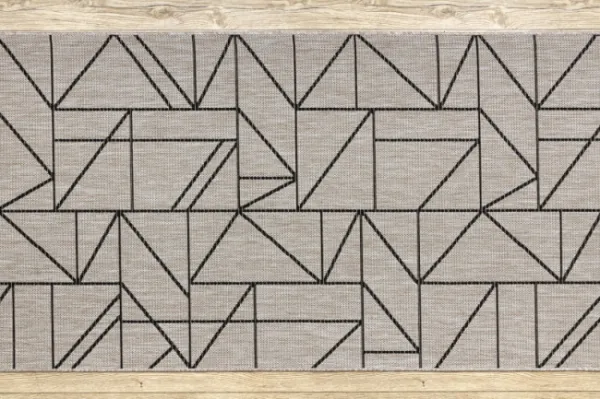 Behúň SIZAL FLOORLUX 20605 trojuholníky geometrický - strieborný, čierny