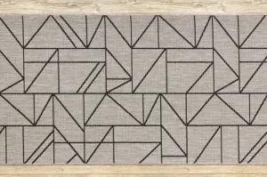 Behúň SIZAL FLOORLUX 20605 trojuholníky geometrický - strieborný, čierny