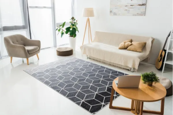 Koberec HEOS 78590 krém / strieborný / antracit CUBE KOCKA