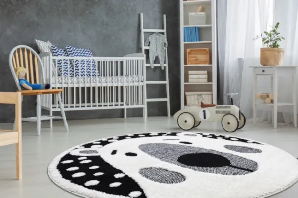 Koberec JOY Teddy krém / čierny kruh