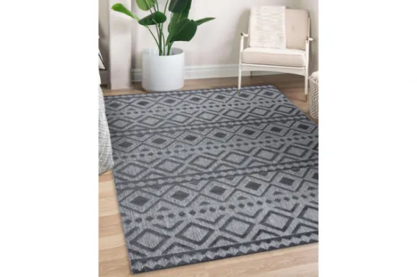 Koberec SOLE D3852 Boho, romby - ploské tkanie sivý