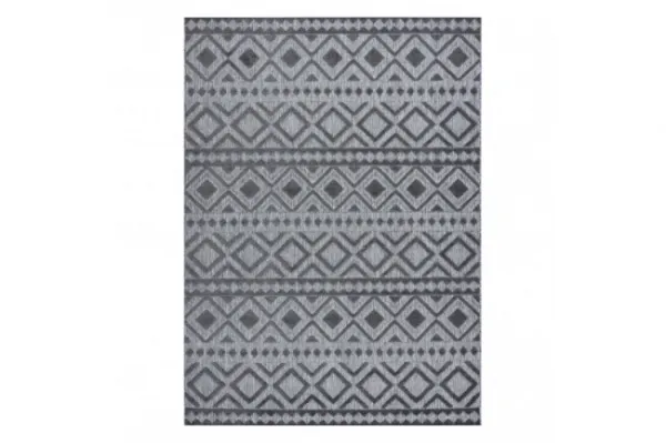 Koberec SOLE D3852 Boho, romby - ploské tkanie sivý