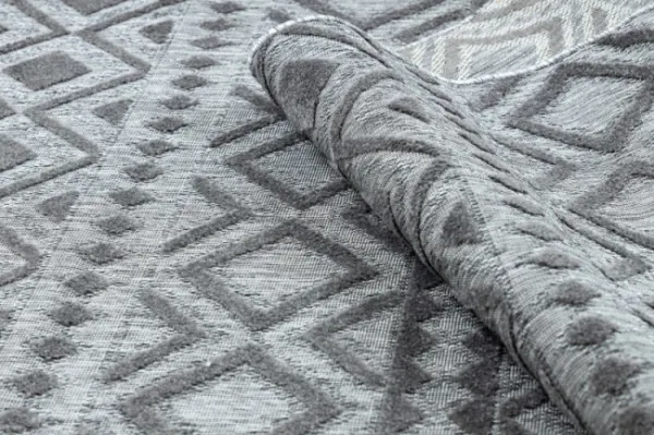Koberec SOLE D3852 Boho, romby - ploské tkanie sivý