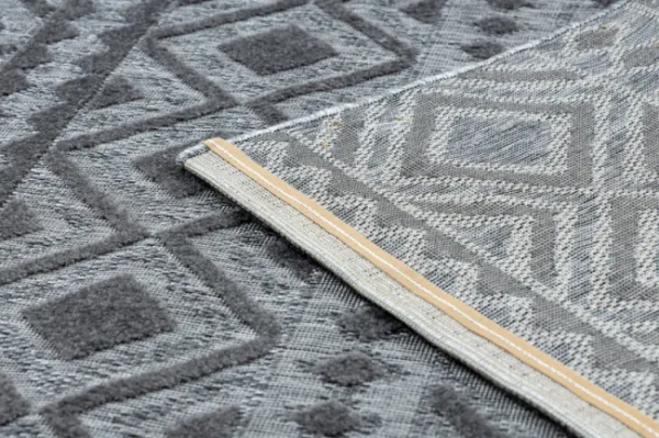 Koberec SOLE D3852 Boho, romby - ploské tkanie sivý