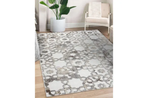 Koberec SOLE D3882 Ornament - ploské tkanie béžový / sivý