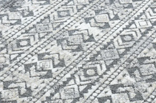 Koberec SOLE D3732 Aztécky, romby - ploské tkanie, sivý/ béžový