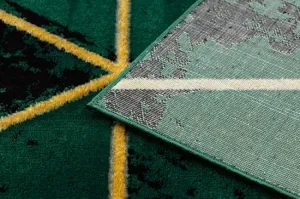 Koberec EMERALD exkluzívny 1020 glamour, styl marmur, trojuholníky fľaškovo zelený / zlatý