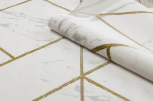 Koberec EMERALD exkluzívny 1012 glamour, styl geometrický, marmur krém / zlatý