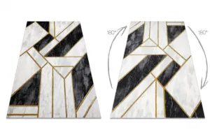 Koberec EMERALD exkluzívny 1015 glamour, styl marmur, geometrický čierny / zlatý