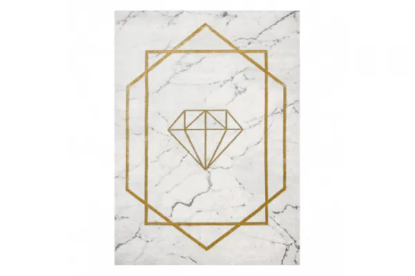 Koberec EMERALD exkluzívny 1019 glamour, styl diament, marmur krém / zlatý